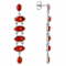 Red Coral Elongated Dangle Sterling Silver Earrings