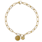 Paperclip Link Bracelet With Disc Charm In Gold-Tone 4mm