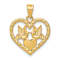 10K Yellow Gold Textured Doves In Heart Charm
