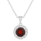 7mm Round Garnet and White Topaz Accent Rhodium Over Sterling Silver
Halo Pendant w/Chain