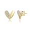 Pave CZ Heart Stud Earrings In 14K Gold Over Sterling Silver