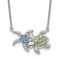 Rhodium Over Sterling Silver Peridot and Light Swiss Blue Topaz Turtle
Starfish Necklace