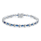 Sapphire Color CZ Tennis Bracelet In White Rhodium Over Brass