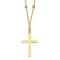 14K Yellow, White and Rose Gold Diamond-cut Beaded Cross Necklace