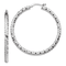 Rhodium Over 14k White Gold 1 3/4" Diamond-Cut Hoop Earrings