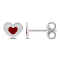 Children's Red and White Enamel Heart Stud Earrings in Sterling Silver