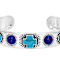 Turquoise And Lapis Lazuli Sterling Silver Cross Cuff Bracelet 7mm 11x11mm