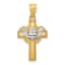 14K Yellow Gold with White Rhodium Accent Claddagh Cross Pendant
