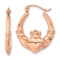 14k Rose Gold Polished 7/8" Claddagh Hoop Earrings
