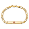 14k Yellow Gold Medical Red Enamel Flat Figaro Link ID Bracelet