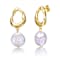 Pear Shape Pearl Twisted Circle Drop Earrings In 14K Gold Over Sterling Silver