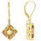 Champagne Quartz Square Octagonal And White Zircon Earrings In 18K Gold
Over Sterling Silver 7.72ctw