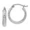 Rhodium Over 14k White Gold 11/16" Diamond-Cut Hoop Earrings
