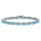 Rhodium Over 14k White Gold Oval Blue Topaz and Diamond Bracelet