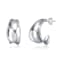 Wave Design Mini Huggie Earrings In Rhodium Over Brass