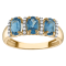 10K Yellow Gold Oval 3-Stone London Blue Topaz and Diamond Ring 1.0ctw