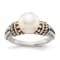 Sterling Silver Antiqued with 14K Accent 8mm Freshwater Cultured Pearl Ring