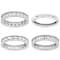 CZ Set Of 4 Stackable Band Rings In Rhodium Over Brass 10.82ctw