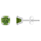 5mm Cushion Peridot Rhodium Over 10k White Gold Stud Earrings