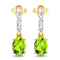 1.26ctw 14K Yellow Gold Oval Green Peridot and White Diamond Halo Earrings