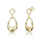 Organic Circle And Pear Shape Drop Earrings In 14K Gold Over Brass