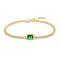 Emerald Color CZ Station Bracelet In 14K Gold Over Brass