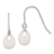 Rhodium Over Sterling Silver  Polished Diamond-cut 6-7mm Freshwater
Cultured Pearl Dangle Earrings