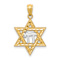 14K Two-tone Gold  Diamond-Cut Star of David with Chai Pendant