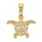 14K Yellow Gold Polished Filigree Sea Turtle Pendant