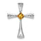 Rhodium Over 14k White Gold Citrine and Diamond Cross Chain Slide Pendant