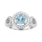 14K WHITE GOLD AQUAMARINE & DIAMOND RING, 0.64CTW