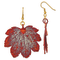 Iridescent Copper Dipped Full Moon Maple Leaf Gold-tone Dangle Earrings