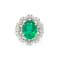 7.71 Ctw Emerald and 1.73 Ctw White Diamond Ring in 18K 2-Tone