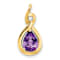 10k Yellow Gold 1.40 ctw Pear Amethyst and Accent Diamond Pendant