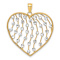 14K Two-tone Gold  Diamond-Cut and Textured Large Heart Pendant