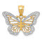 14k Two-tone Gold  Textured Butterfly Pendant