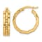 14k Yellow Gold 13/16" Polished and Textured Hoop Earrings