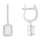 7x5mm Emerald Cut Opal 1/3 ctw Diamond Rhodium Over Sterling Silver Halo
Dangle Earrings