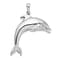 Rhodium Over Sterling Silver Polished 3D Jumping Dolphin Pendant
