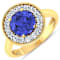 2.5ctw Violet Tanzanite and Diamond 14K Yellow Gold Halo Ring
