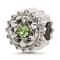 Sterling Silver Brushed and Polished Crystal Green Bead