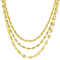 Herringbone, Mirror And Rope Chain Necklace Set In 18K Gold Over Bronze