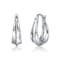 Sculptural Oblong Hoop Earrings In Rhodium Over Brass
