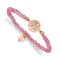 Rose Stainless Steel Polished Tree of Life Red Jade Stretch Bracelet