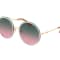 Gucci Gold Tone Green Transparent Frame / Green Gradient Lens Round Sunglasses