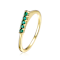 Emerald Color CZ Chevron Tower Band Ring In 14K Gold Over Sterling Silver