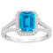 8x6mm Emerald Cut Blue Topaz 1/4 ctw Diamond Rhodium Over Sterling
Silver Halo Ring
