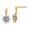 14K Yellow Gold and Rhodium Over 14K Gold Diamond Flower Post Dangle Earrings