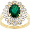 Lab-Created Emerald And White Zircon Ring In 18K Gold Over Sterling
Silver 2.23ctw