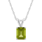 8x6mm Emerald Cut Peridot 14k White Gold Pendant With Chain